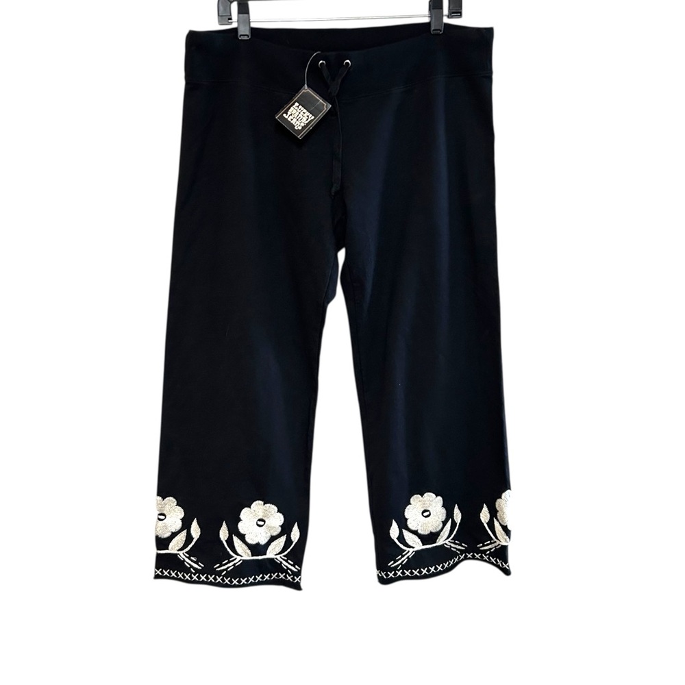 lucky brand sweatpants L/XL cropped embroidery floral detail boho vintage Y2K